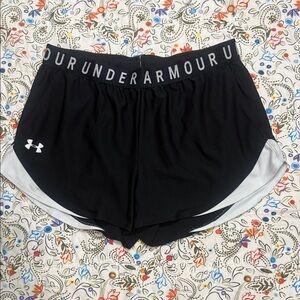 Under Armour Women's Black and White Athletic Shorts